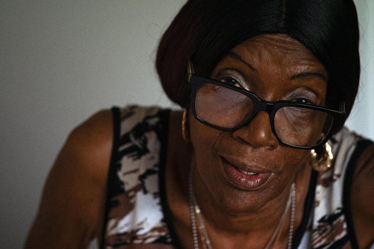 Vivian Jackson takes a break from packing her belongings on Thursday, Aug. 3, 2023, at the Emanuel Cleaver II Senior Living Community in Kansas City. Jackson is a risk of being homeless after she was told she must move out of the facility due to excessive partying accusations.