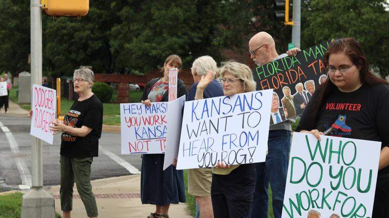 Angry group protests at Roger Marshall’s Overland Park office. Here’s what to know