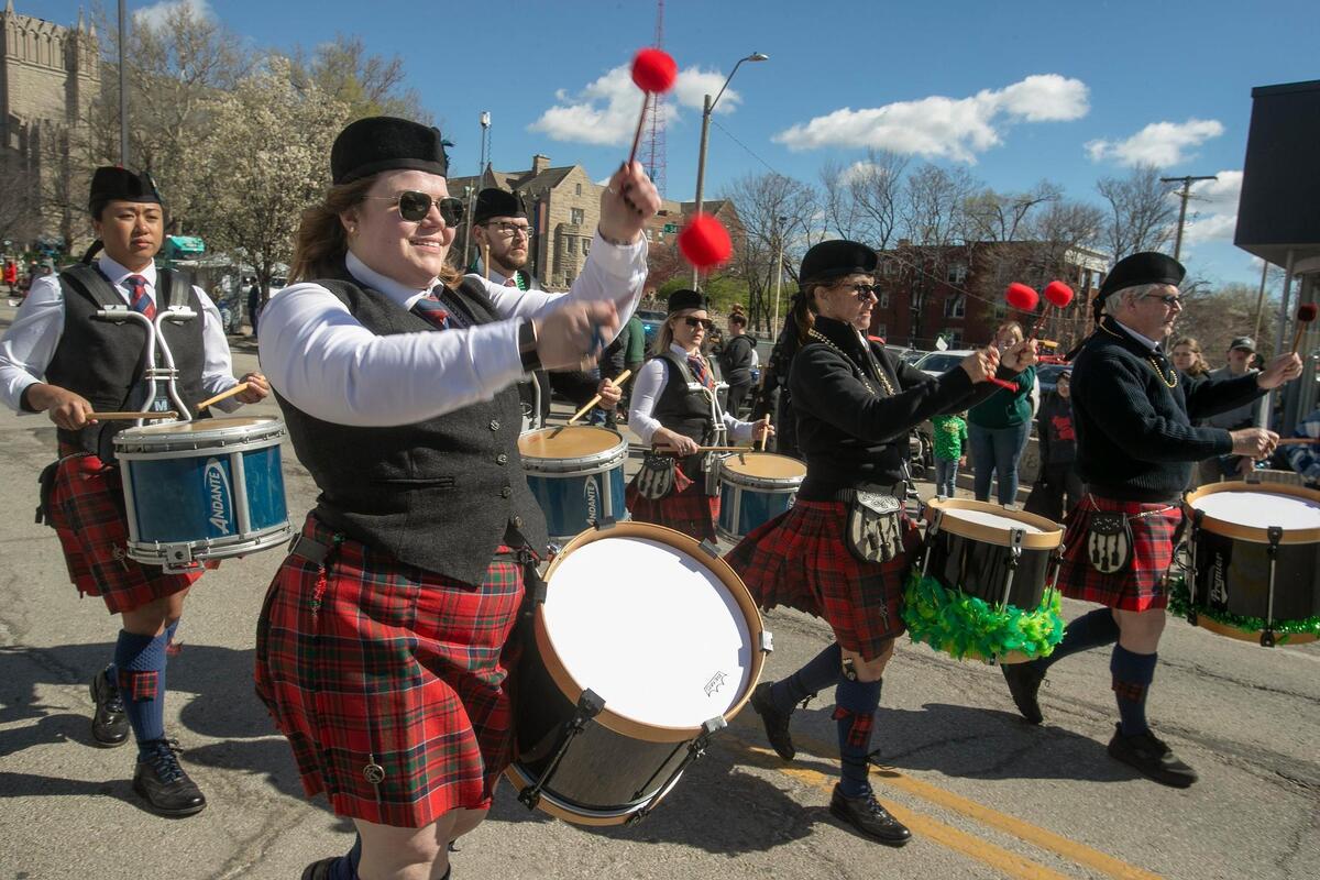 The St. Andrew Pipes and Drums made their way south on Broadway Boulevard Sunday, March 17th, 2024, during the 50th annual St. Patrick’s Day parade.