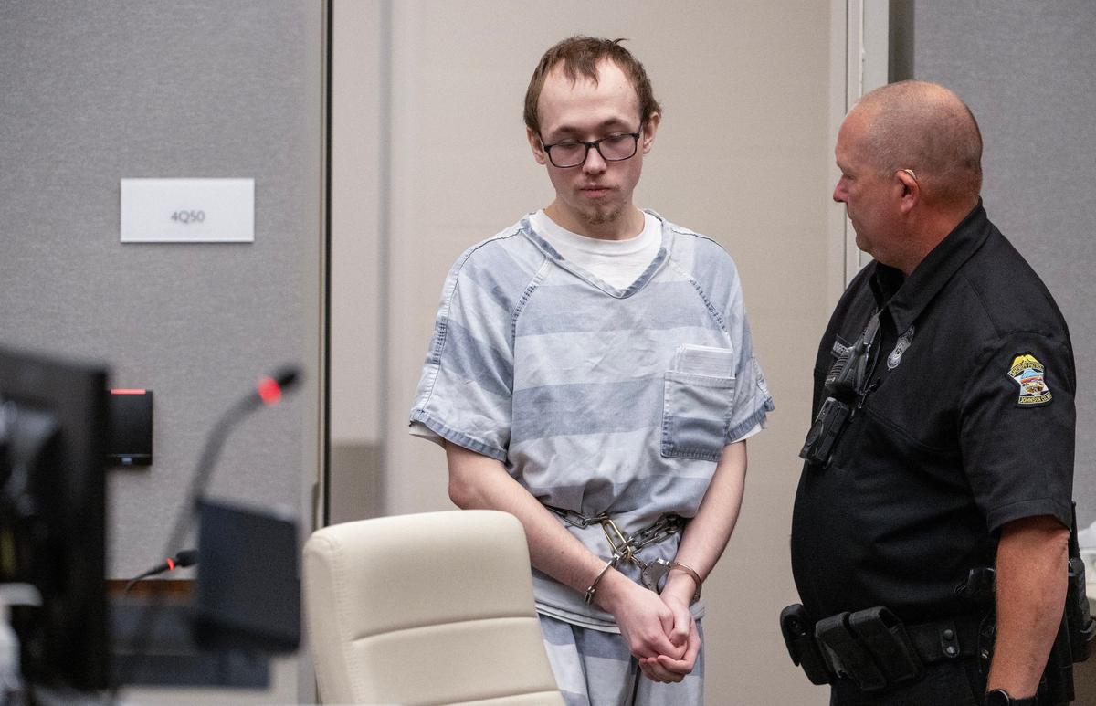 Jace Hanson, 21, a former employee of the Hereford House restaurant in Leawood, who has been charged with 22 felony counts of criminal threat for allegedly contaminating food and one count of criminal damage enters the Johnson County District Court for a hearing Thursday, June 6, 2024, in Olathe. Hanson also faces 10 felony counts of sexual exploitation of a child for allegedly possessing child sexual abuse materials.