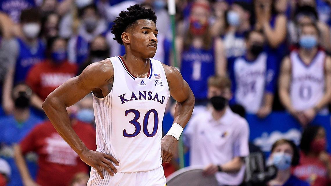 Ochai Agbaji and the Kansas Jayahwks lost for the first time at Allen Fiedlhouse this season on Saturday, Jan. 29, 2022, to the Kentucky Wildcats.