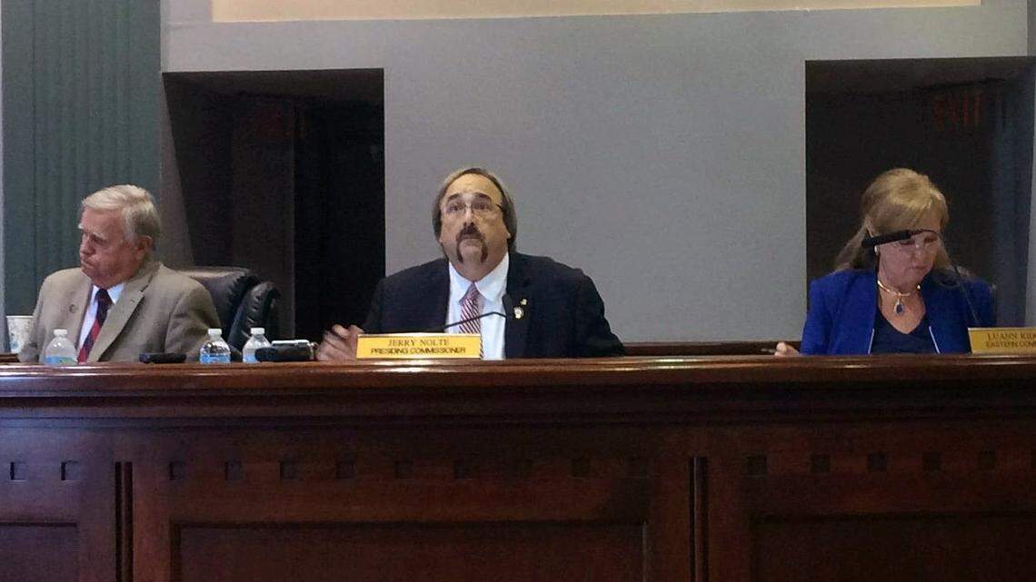 From left, Clay County Commissioners Gene Owen, Jerry Nolte and Luann Ridgeway