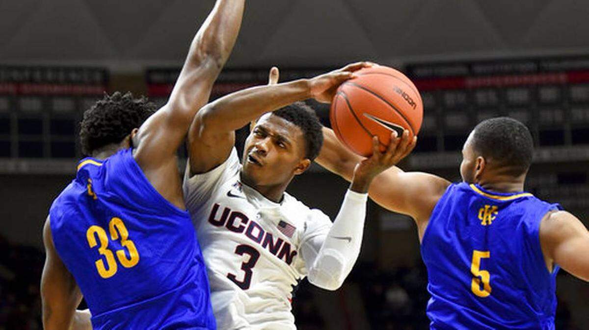 UMKC had the pressure on here, but the Huskies proved too much for the Roos Sunday afternoon in Storrs, Conn.