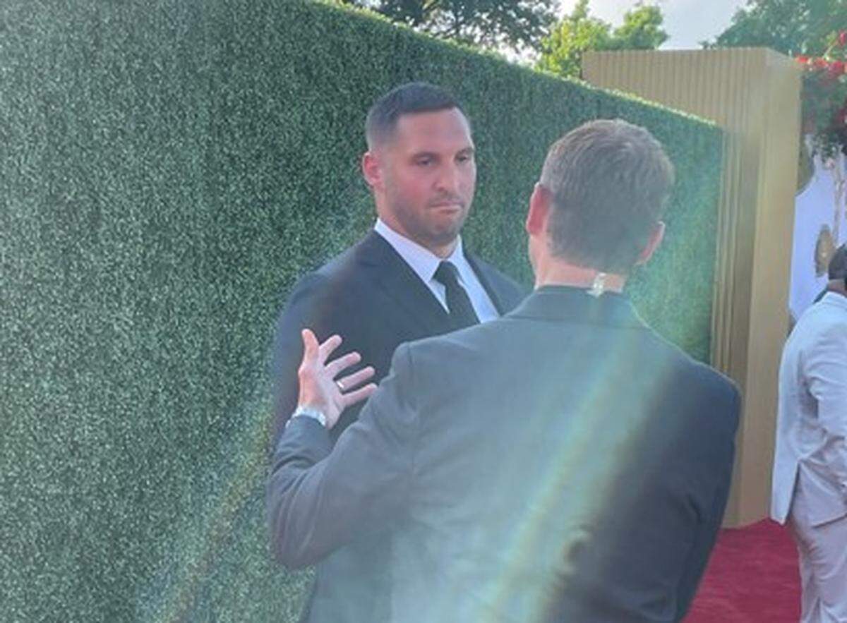 Chiefs’ James Winchester doing an interview on the red carpet.