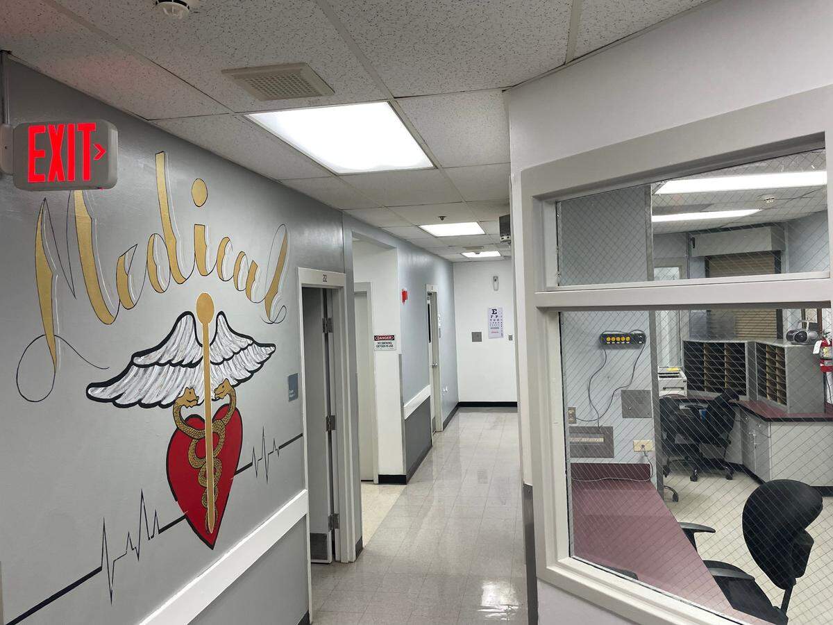 The medical ward at the Midwest Regional Reception Center in Leavenworth, Kansas.