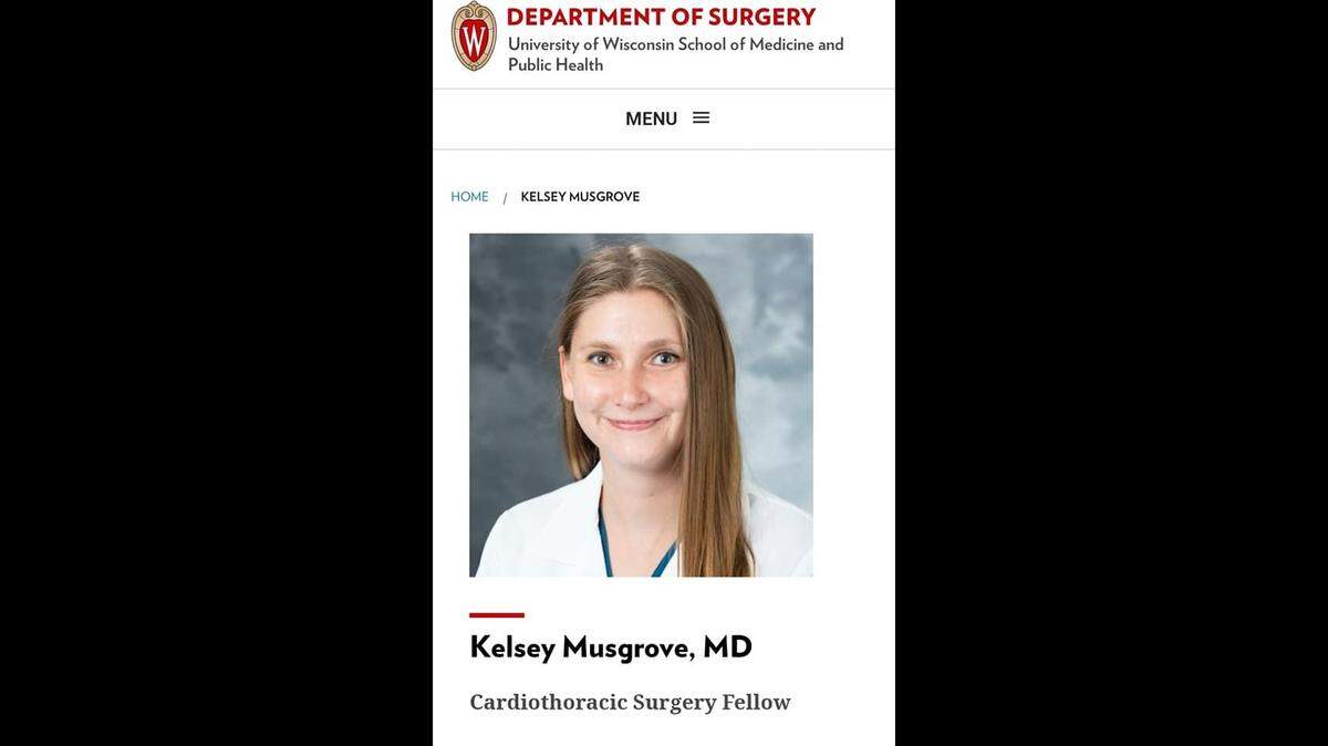 Dr. Kelsey Musgrove was found dead near Potato River Falls in Wisconsin, officials say. She was a cardiothoracic surgery fellow with UW Health. 