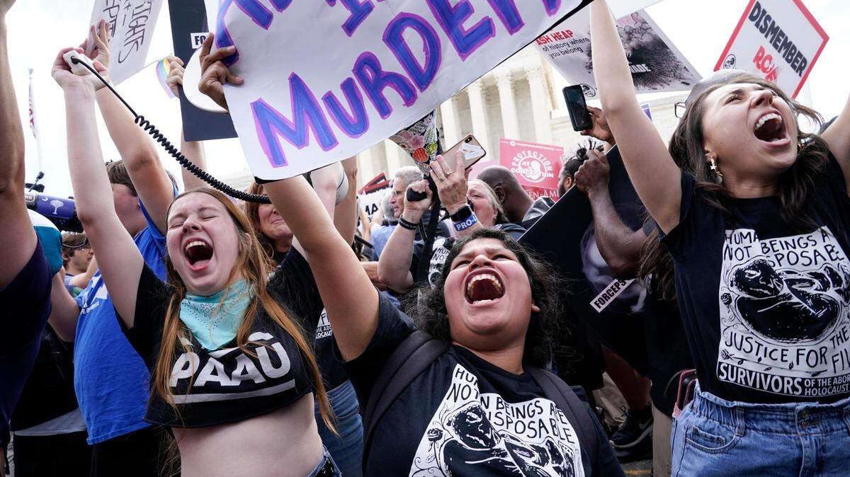 People celebrate following Supreme Court’s decision to overturn Roe v. Wade in Washington June 24.
