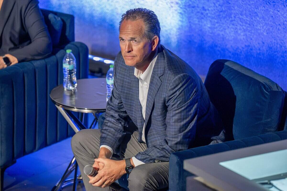 Brooks Sherman, president of real estate and development for the Kansas City Royals, waits for questions during a presentation about the proposed rezoning of Crown Center for a new Kansas City Royals ballpark at the Regnier Theatre inside Union Station on Monday, July 27, 2026, in Kansas City.