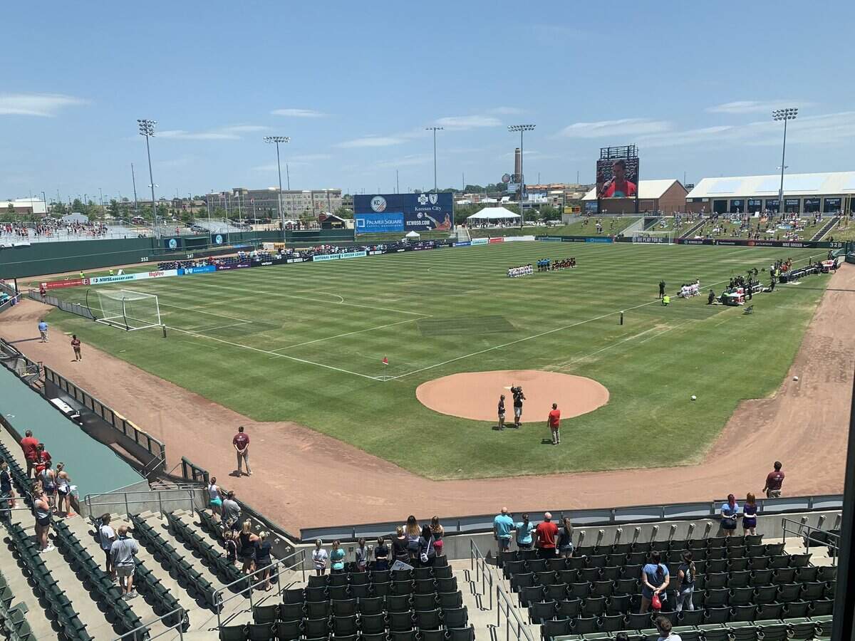 Legends Field is all dressed up for soccer Wednesday before the start of the Kansas City NWSL women’s pro soccer match against the Orlando Pride.