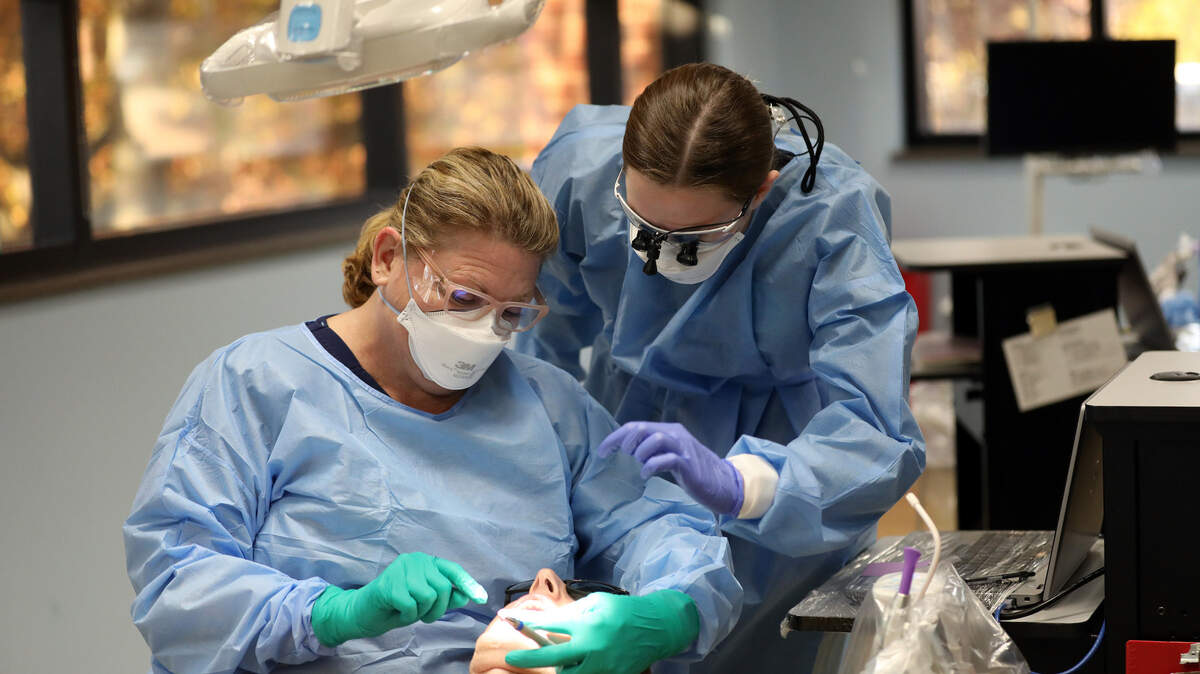 Dental hygiene students work each week during the school year at the Johnson County Community College Dental Hygiene Clinic.