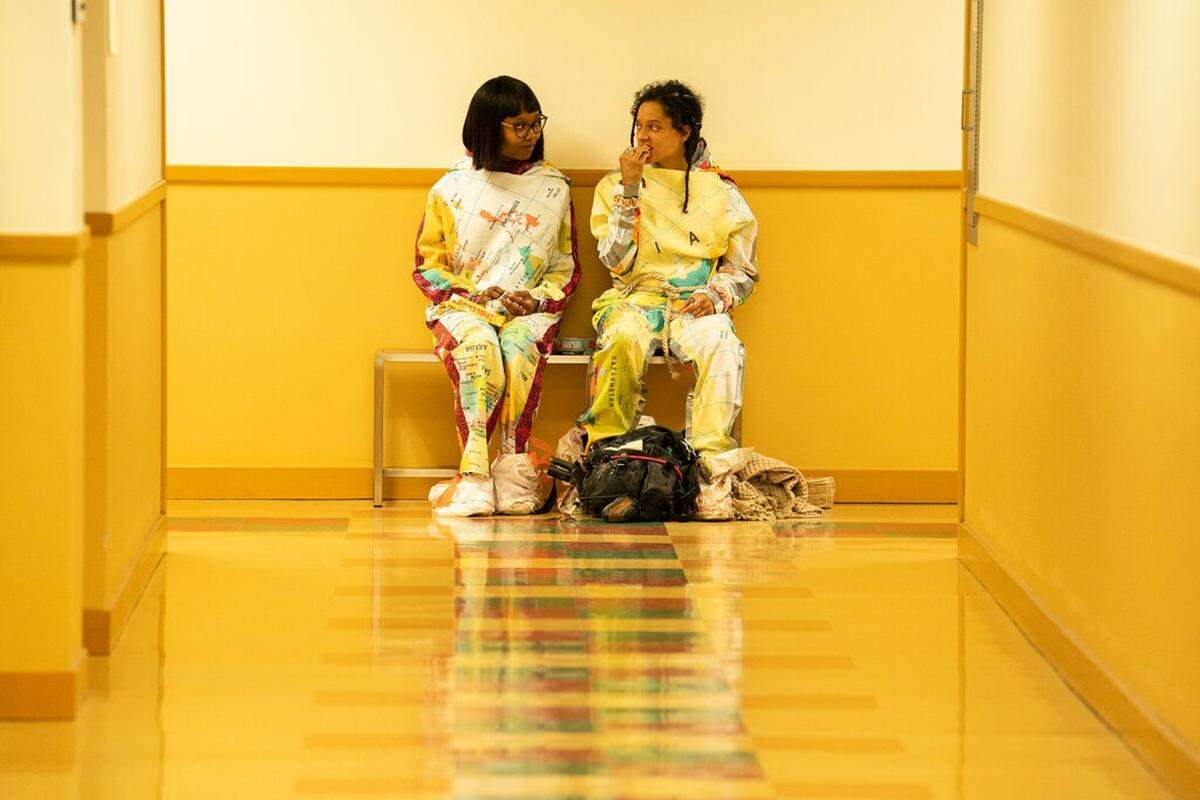 Ashleigh LaThrop, left, and Sasha Lane in “Utopia,” which follows a group of nerds who think an old comic holds the key to saving the world from a pandemic.