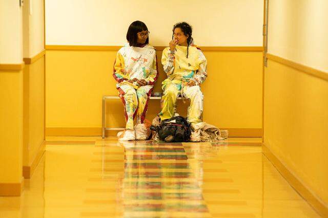 Ashleigh LaThrop, left, and Sasha Lane in “Utopia,” which follows a group of nerds who think an old comic holds the key to saving the world from a pandemic.