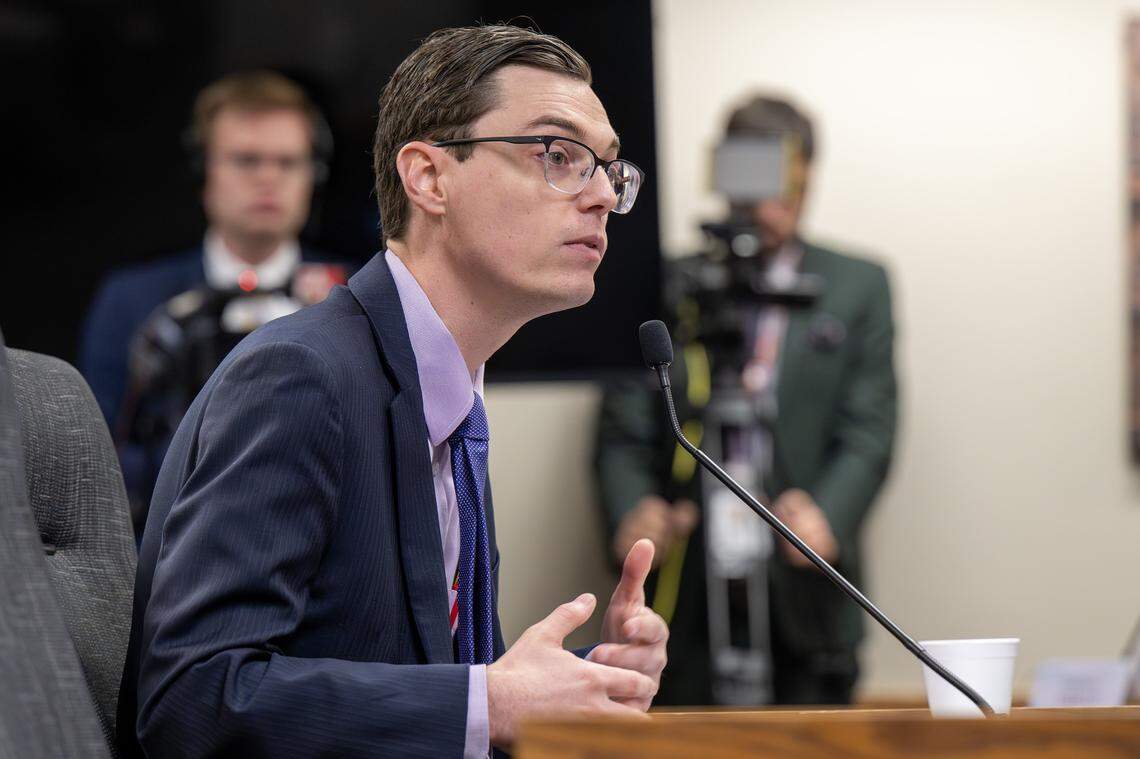 Rep. Dirk Deaton, a Noel Republican, speaks while presenting a redistricting plan to fellow lawmakers on drawing new maps to redistrict Missouri's congressional districts at the Missouri Capitol on Thursday, Sept. 4, 2025, in Jefferson City.