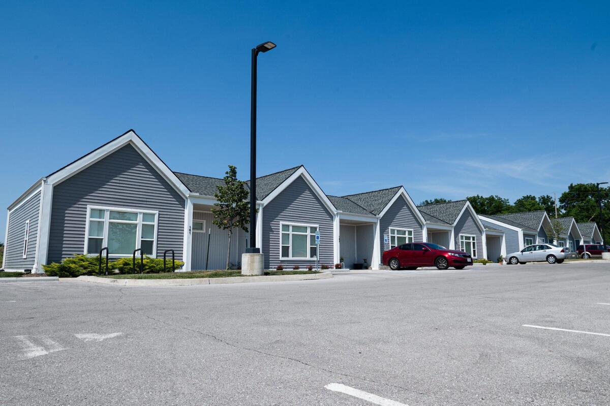 Pictured here are a row homes at the Emanuel Cleaver II Senior Living Community in Kansas City. The senior living community is home to Vivian Jackson, who has experienced flooding in her apartment.