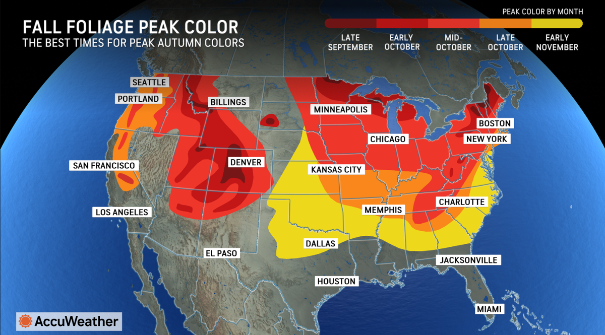 The AccuWeather forecast for 2024 predicts that Kansas City will get vibrant fall foliage in mid-October.