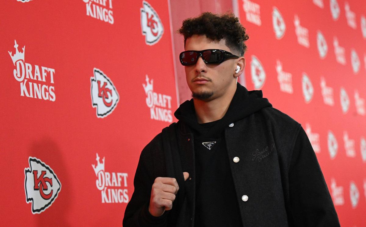 Kansas City Chiefs quarterback Patrick Mahomes arrives before the AFC Championship Game on Sunday, Jan. 26, 2025, at GEHA Field at Arrowhead Stadium.