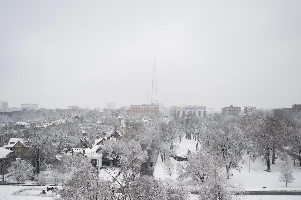 Fresh snow blankets Kansas City on Tuesday, Jan. 9, 2024, following a winter storm that covered the metro area with several inches.