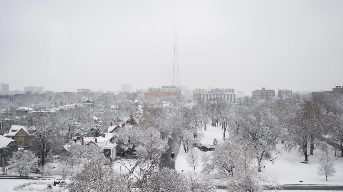 Fresh snow blankets Kansas City on Tuesday, Jan. 9, 2024, following a winter storm that covered the metro area with several inches.