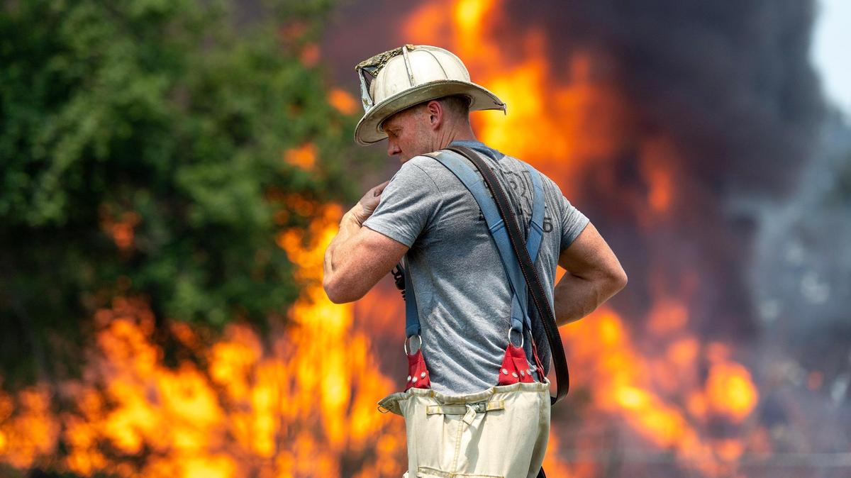 The blaze that swept through the Pioneer Pallet Co. in the 3500 block of Nicholson Ave. on Thursday originated in a shipping container outside in the yard.