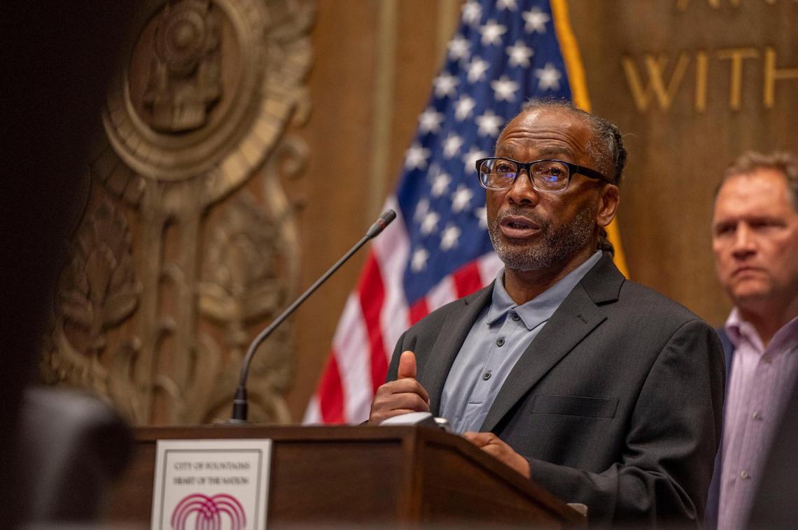“Let’s do something to move forward to make the state accept the responsibility other than the mayor extending his condolences,” Kevin Strickland said in a brief statement on Thursday as he was being honored at City Hall.