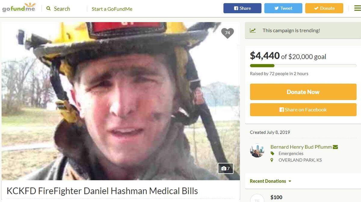 A GoFundMe page has been established for Kansas City, Kansas firefighter Daniel Hashman, who had emergency surgery Sunday.