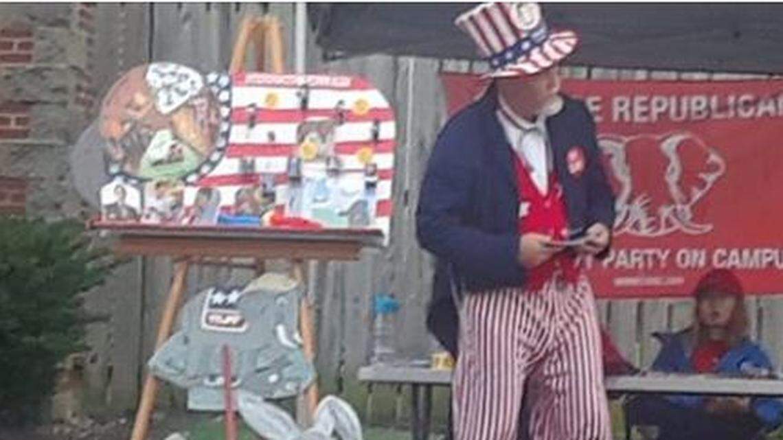 Raymond James posted this photo to Facebook saying: “The Johnson County GOP thinks having a Shooting Gallery with pictures of polictical opponents is a good thing.”