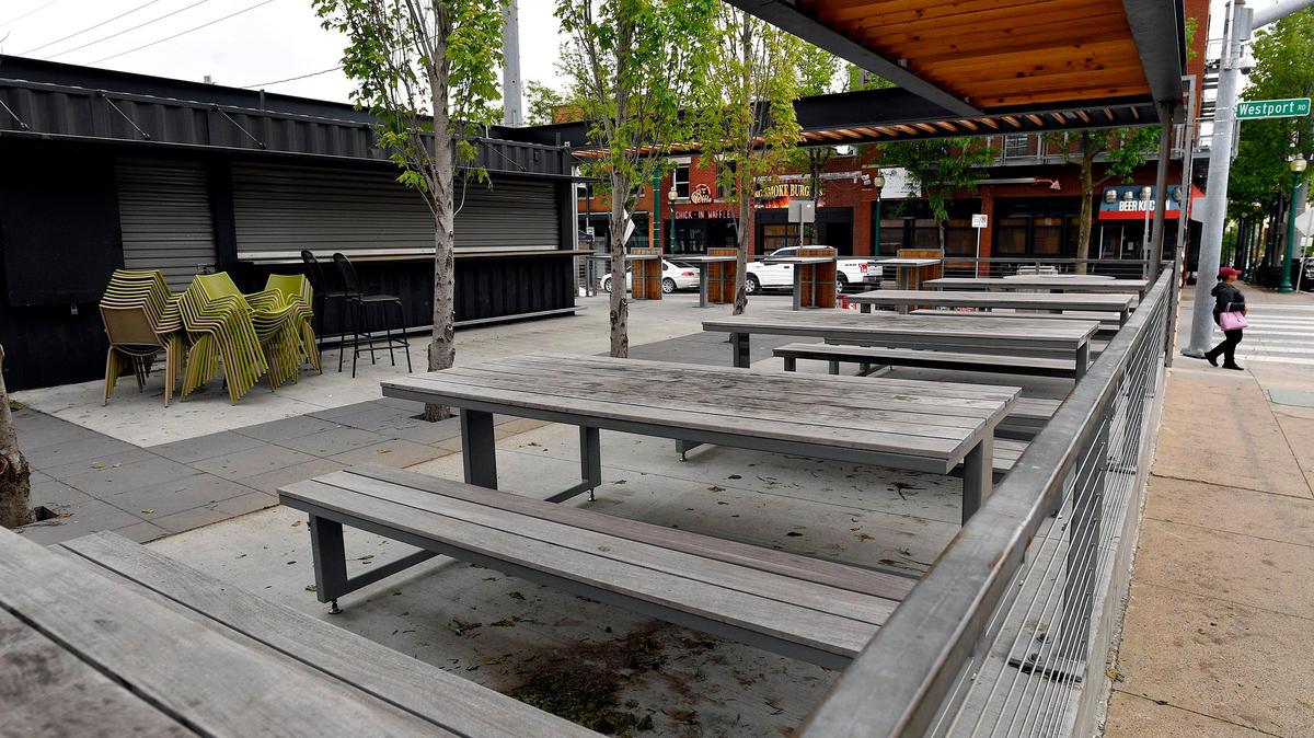 The deck at Mickey’s Hideaway in Westport, photographed during the pandemic in 2020. Mickey’s closed in 2022, and the owners of Tin Roof next door plan to open Lottie’s Get Down at the location.