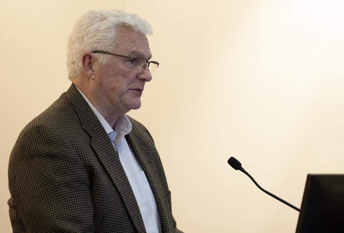 Jim Felter, a developer, realtor, homebuilder, and commercial business owner in Olathe, addresses the Olathe City Council meeting and spoke in favor of the relocating the Chiefs' facility to Olathe. Felter said it would bring rare economic growth opportunities, create jobs, boost local businesses, and benefit the community for decades to come.