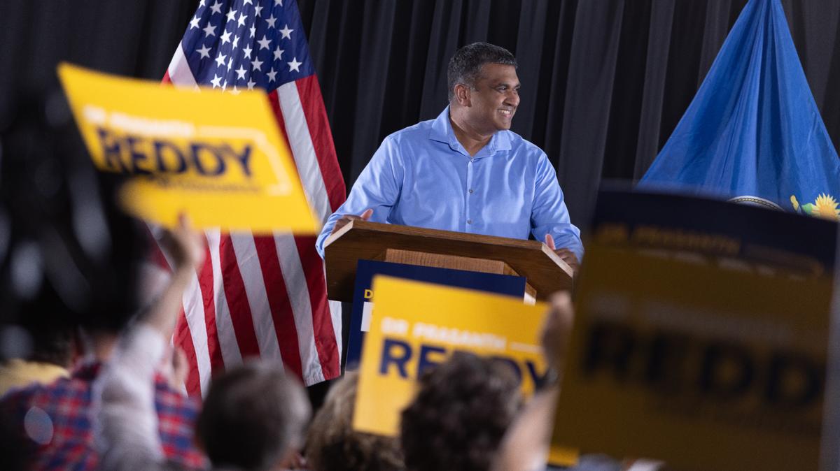 Republican Prasanth Reddy is seeking the Republican nomination to challenge Democratic Rep. Sharice Davids in the 2024 election.