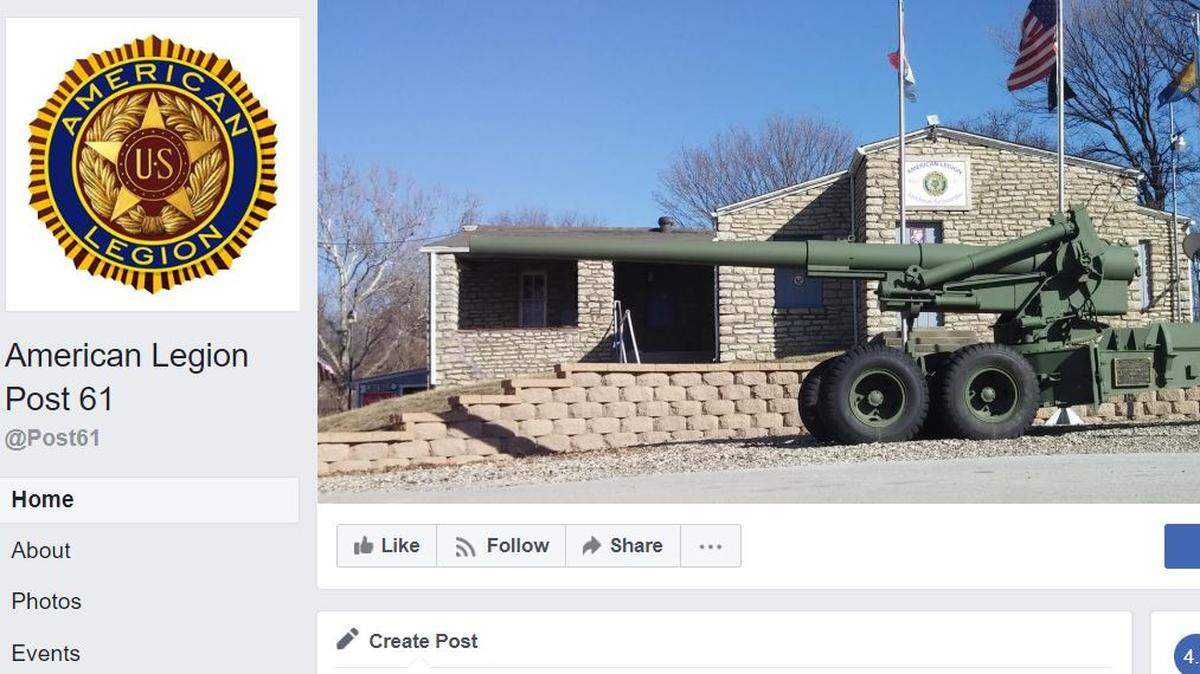 A Facebook page for American Legion Post 61 in Kansas City, North, announced the break-in on Friday.