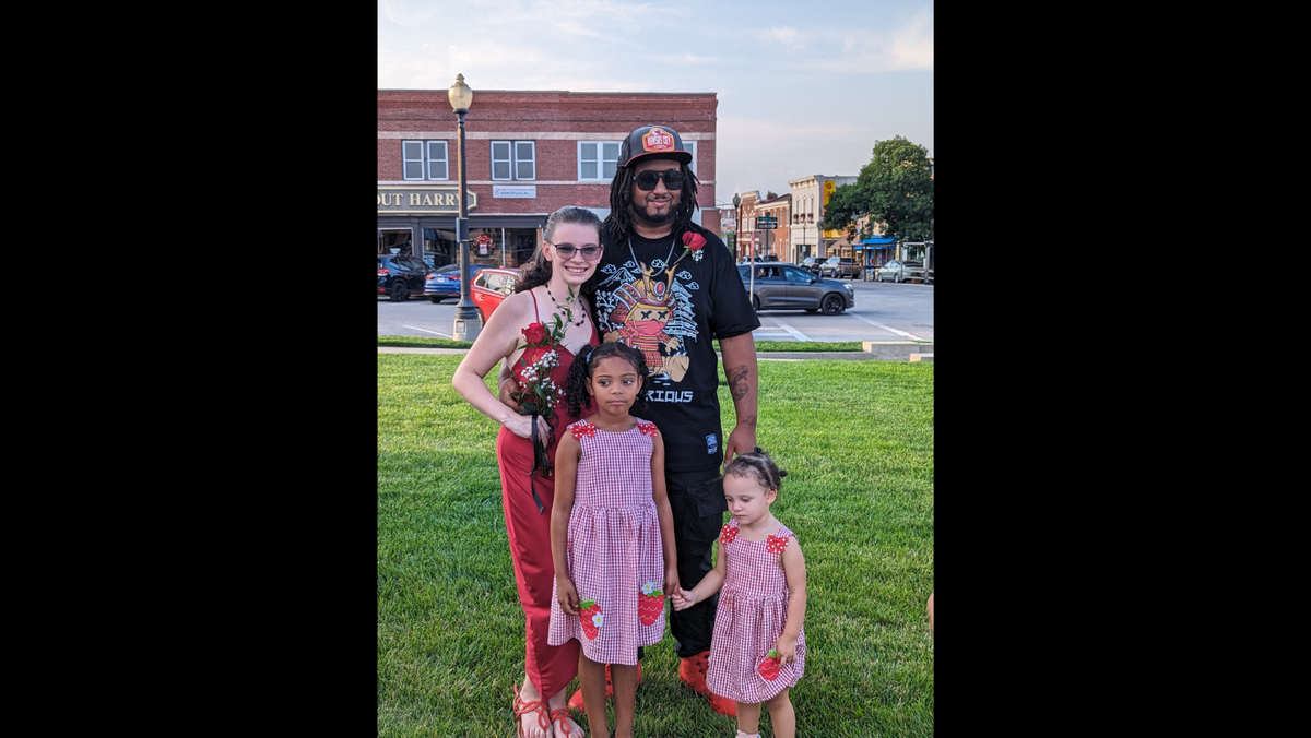 Katelyn and DeVante McShann and daughters Bella Edwards (left) and Aaliyah McShann (right).