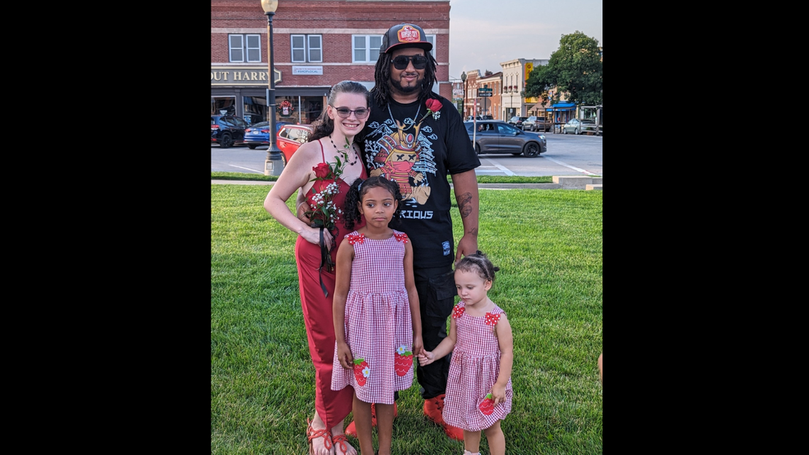 Katelyn and DeVante McShann and daughters Bella Edwards (left) and Aaliyah McShann (right).