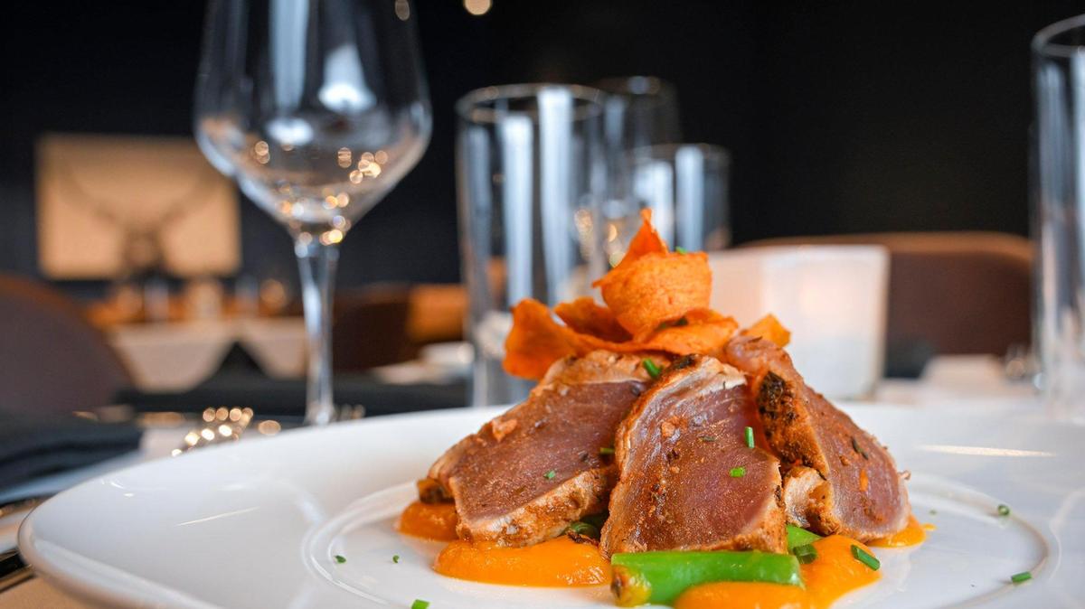 Seared ahi tuna with sesame bean slaw and ginger-carrot puree at McGregor’s Bistro, which has softly opened at 11300 W. 135th St., in Overland Park.