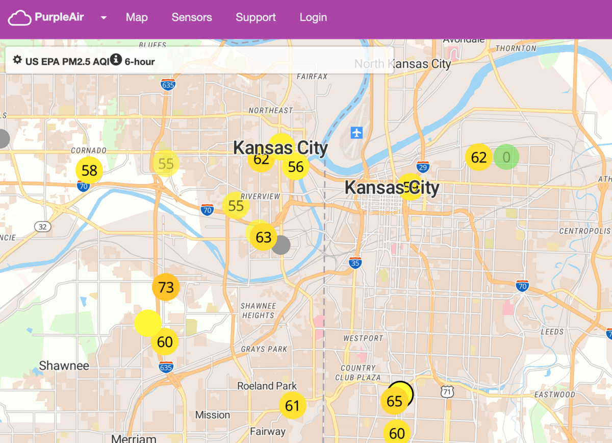 PurpleAir air quality map