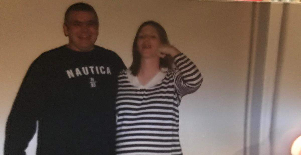 Kevin Hellebuyck with the mother of his children, Angela Noble.