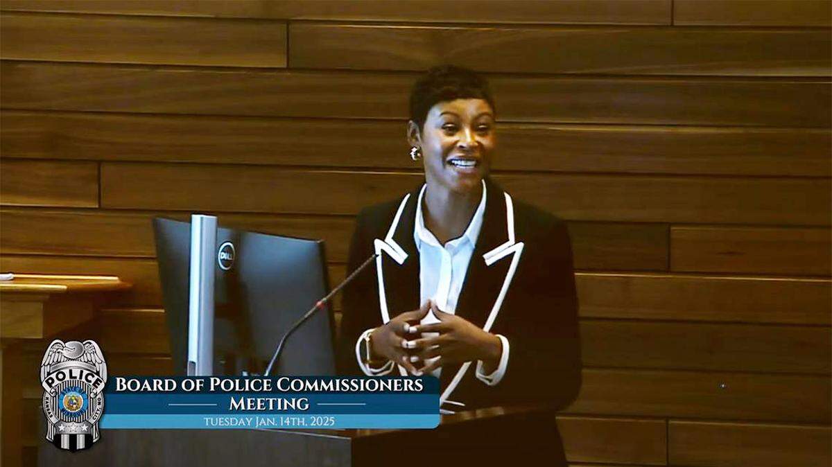 Jackson County Prosecutor Melesa Johnson speaks to the Kansas City Board of Police Commissioners Meeting January 14th, 2025