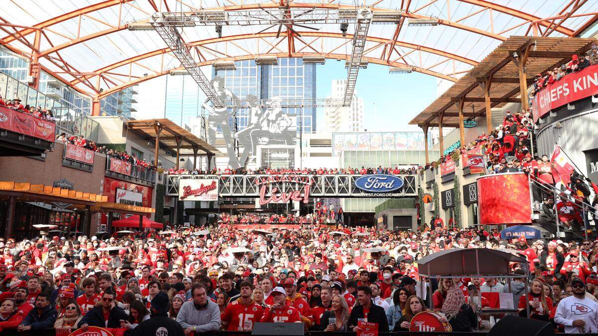 A large crowd was on hand Sunday at the KC Live! venue at the Power and Light District to watch the Kansas City Chiefs play the Cincinnati Bengals in the AFC Championship.
