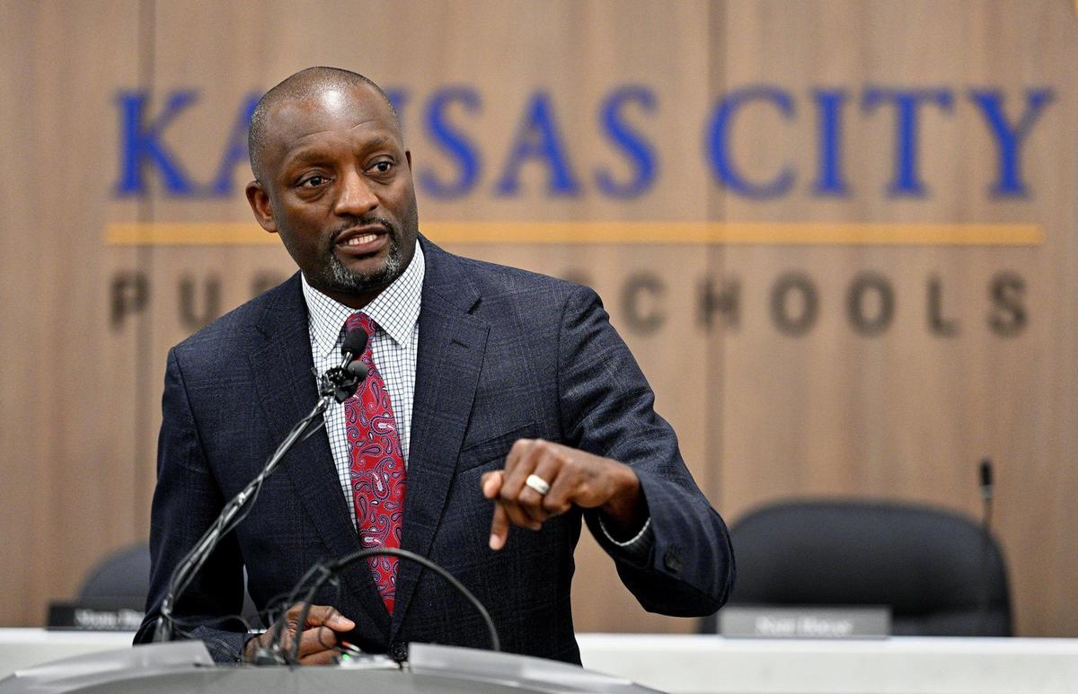 Kansas City Public Schools Superintendent Mark Bedell, at the June press conference where he talked about leaving for Maryland.