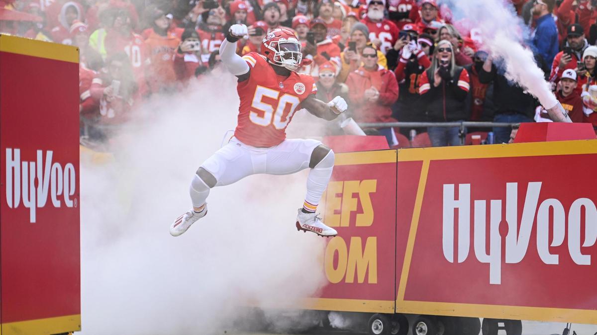 Kansas City Chiefs middle linebacker Willie Gay Jr. came onto the field before the AFC Championship game fired up Sunday, January 30, 2022, at Arrowhead Stadium.