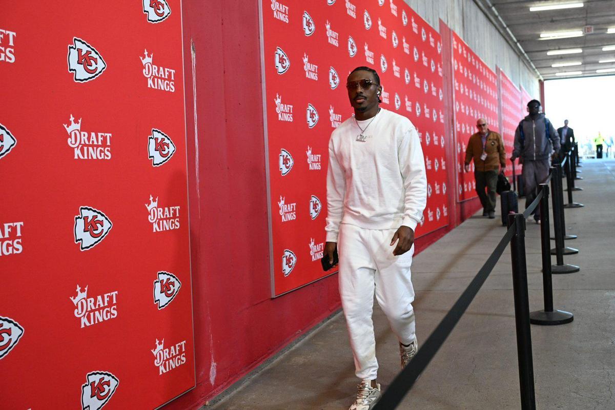 Wide receiver Mecole Hardman wore optic white for the Denver game.