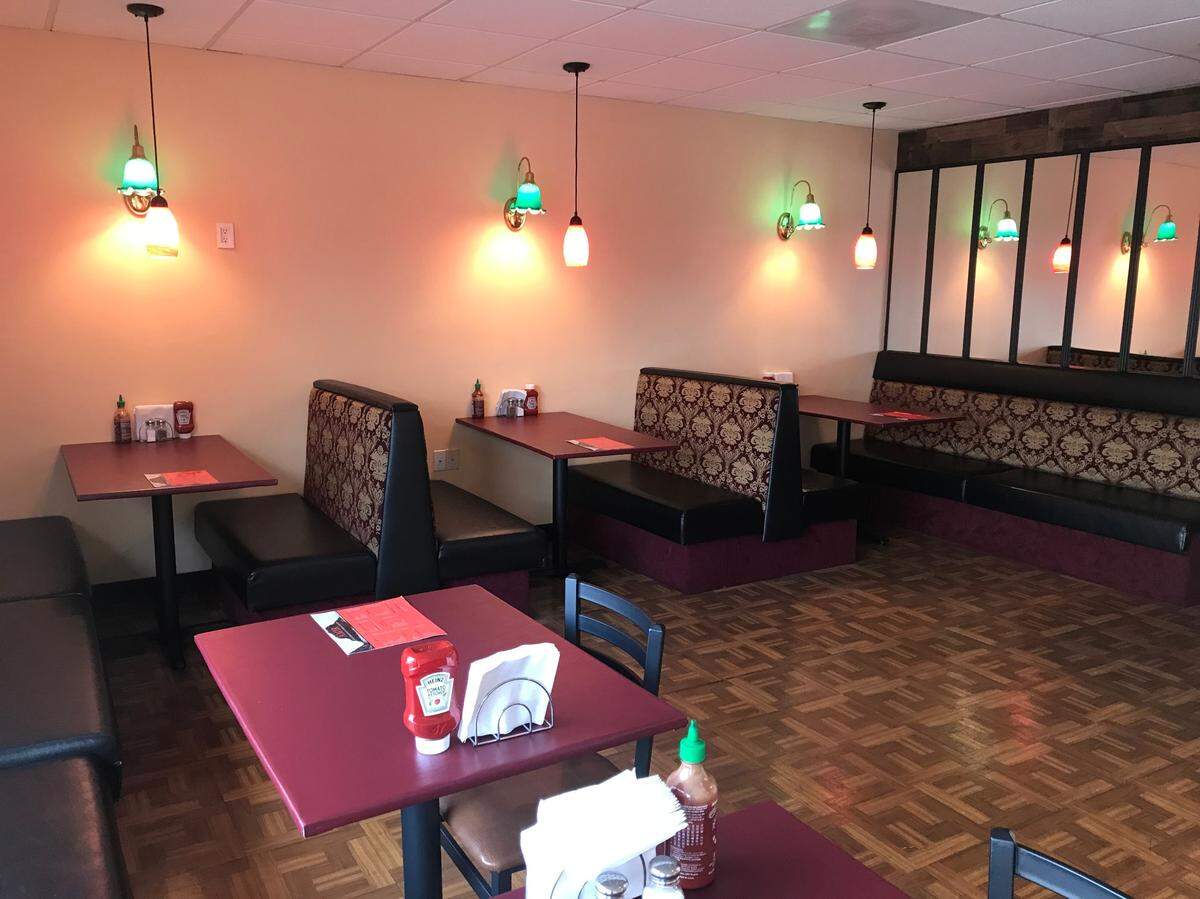 The dining room at Amir Mediterranean Grill & Bakery at 8216 Metcalf Ave.