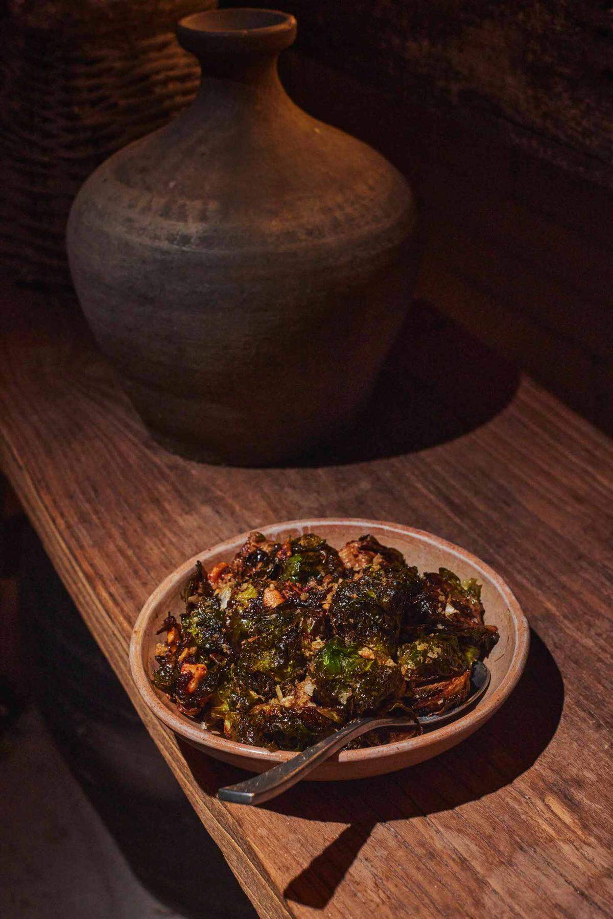 You can get kung pao Brussels sprouts at Nōka that are well-charred and get some crunch from the cashew furikake topping.