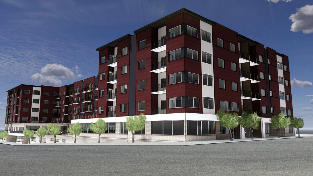 A rendering of the proposed Levy at Martini Corner apartment complex at 31st Street and Main Street in Kansas City.