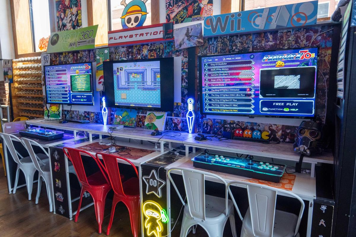 Video game emulators that feature over 30,000 different games at Otaku Lounge, an anime and nerd culture establishment in the Crossroads area of Kansas City, on Thursday, June 19, 2025. Otaku, which essentially means “nerd” in Japanese, features video games, anime, comics, and cartoons, as well as bar service and karaoke. It serves as a place for those with different interests to gather and have social interaction.