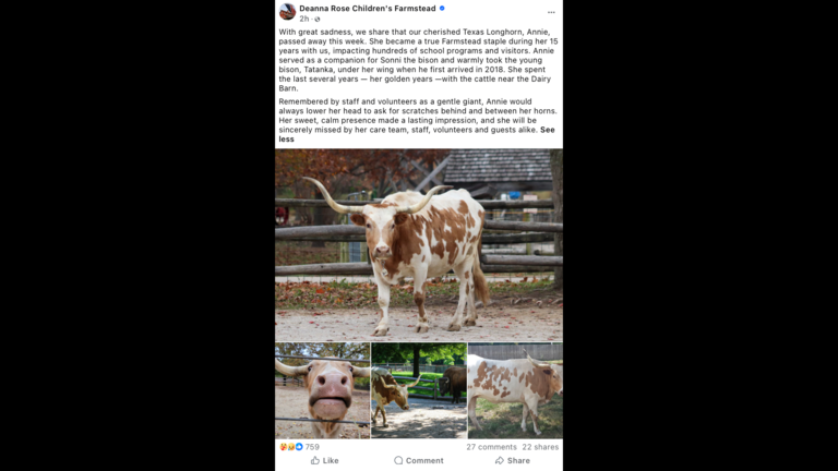 ‘Sweet’ longtime resident at Overland Park farmstead dies