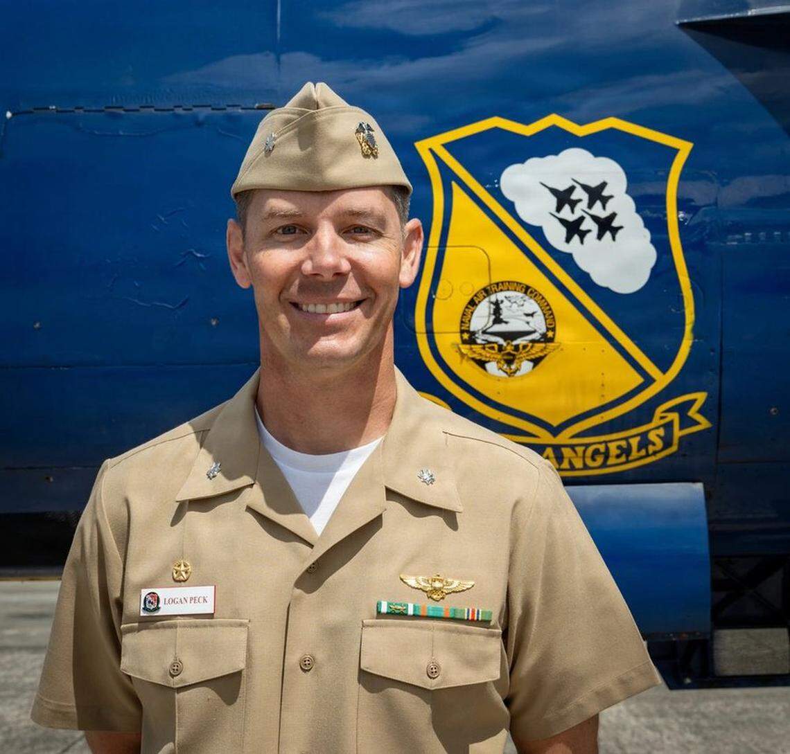 Commander Logan Peck will become the new leader of the U.S. Navy’s Blue Angels demonstration squadron.