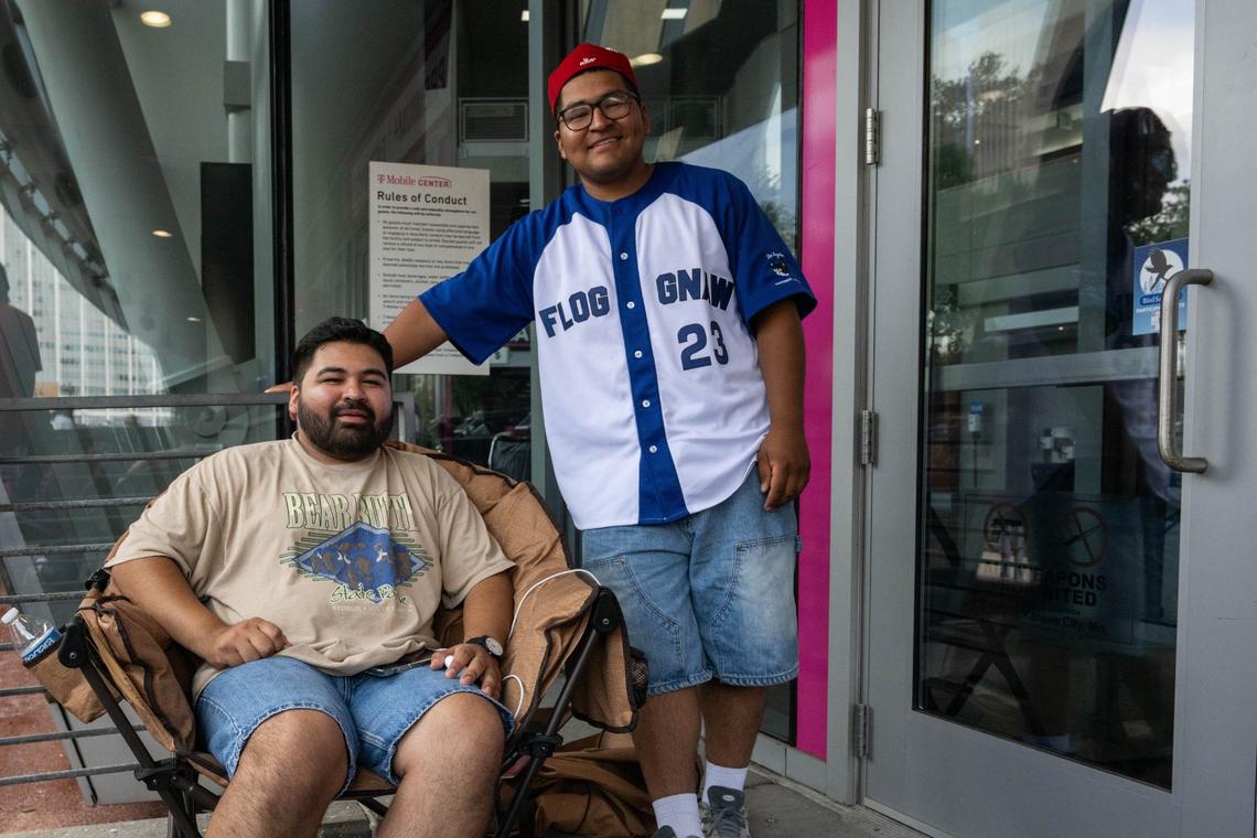 Hozay Ruelas and Alberto Ruelas from Sioux City, Iowa, at the Childish Gambino concert at the T-Mobile Center in Kansas City. They were first in the VIP line and arrived at 5 a.m. to hold the spot. Both are long time fans.