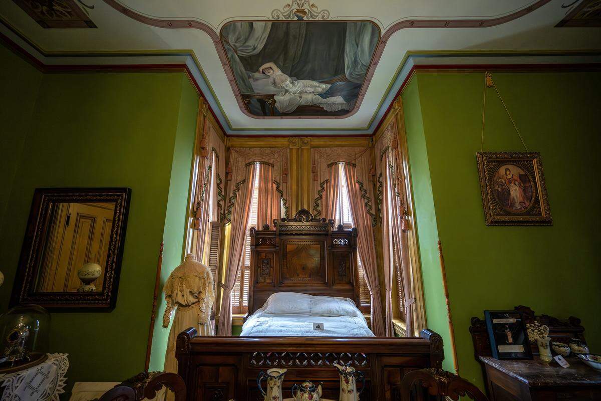 The master bedroom at the Vaile Mansion is seen on Tuesday, May 5, 2026, in Independence.