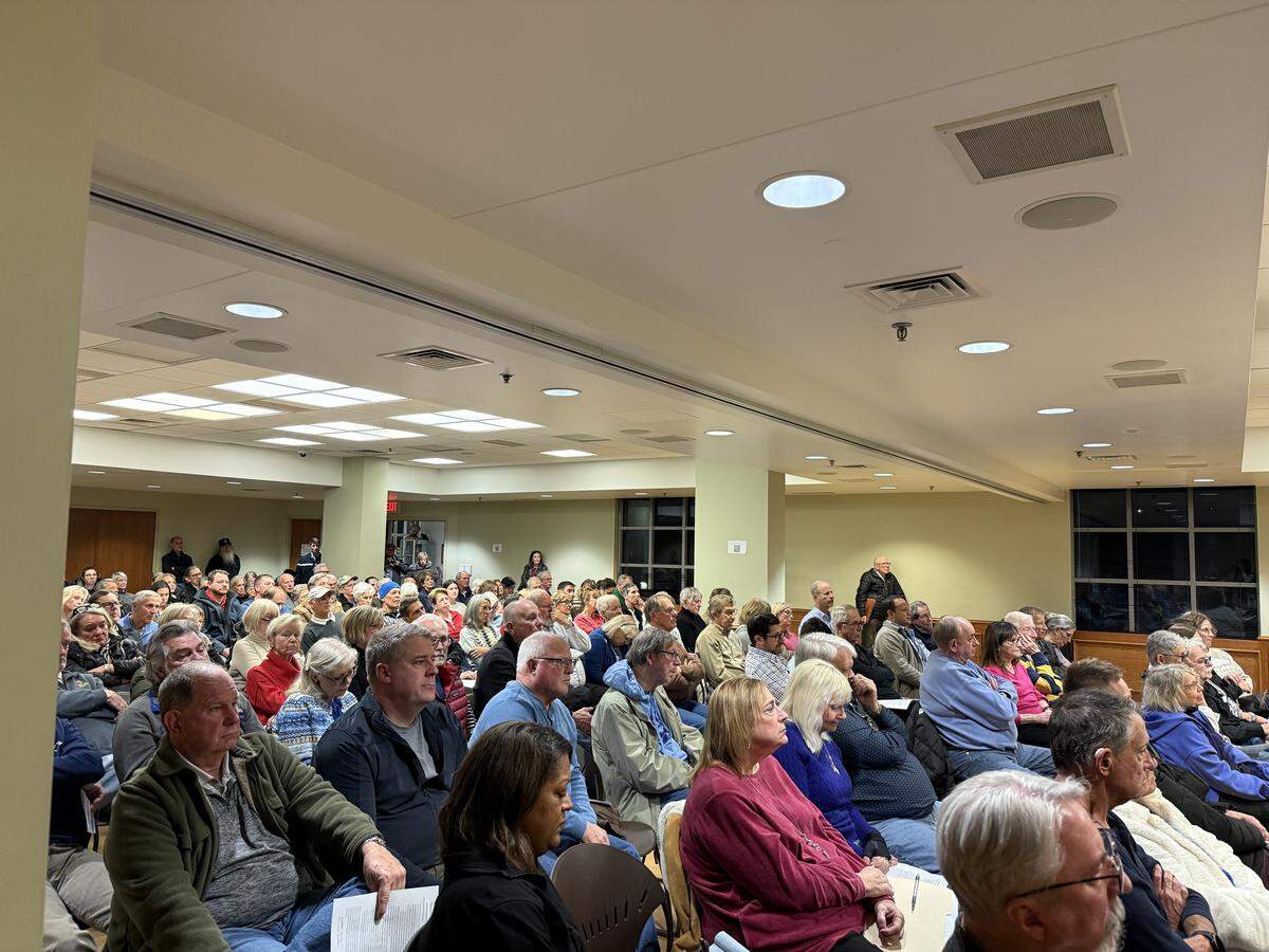Johnson County residents listen to fellow constituents share their concerns about a potential Royals stadium and heard from Kansas state representative Mari-Lynn Poskin on how they can get involved.