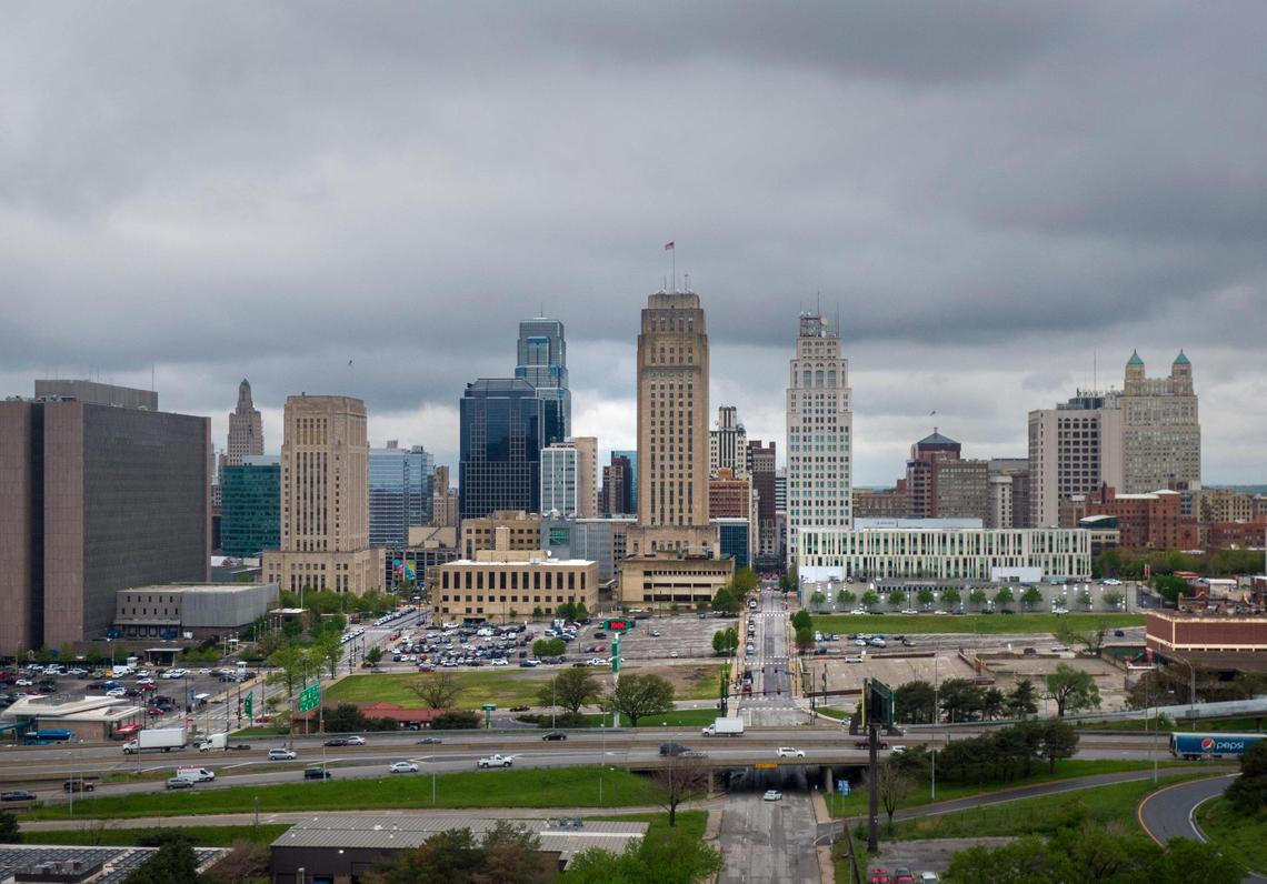 The view of the East Village area inside the downtown loop in Kansas City.